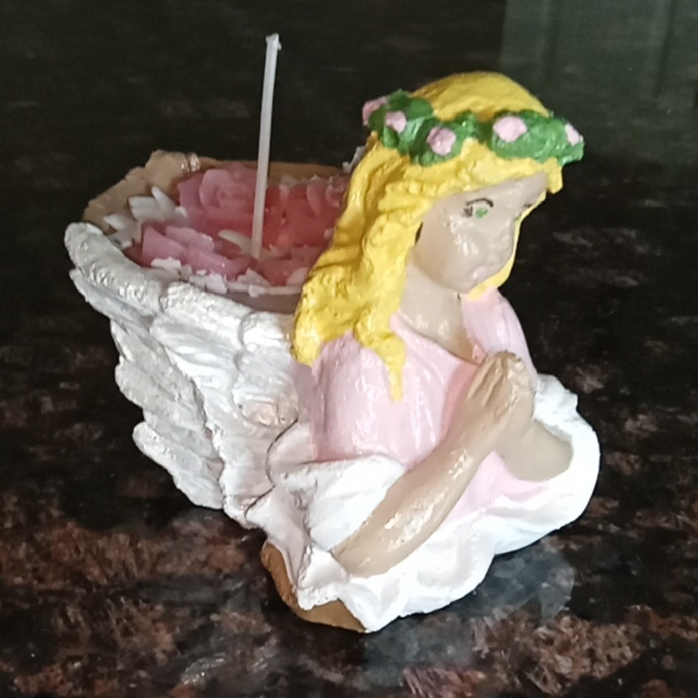 Handmade Angel Concrete Candle Holder